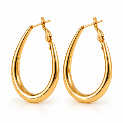Goldene Stahlohrringe mit braunen Steinen – EA320