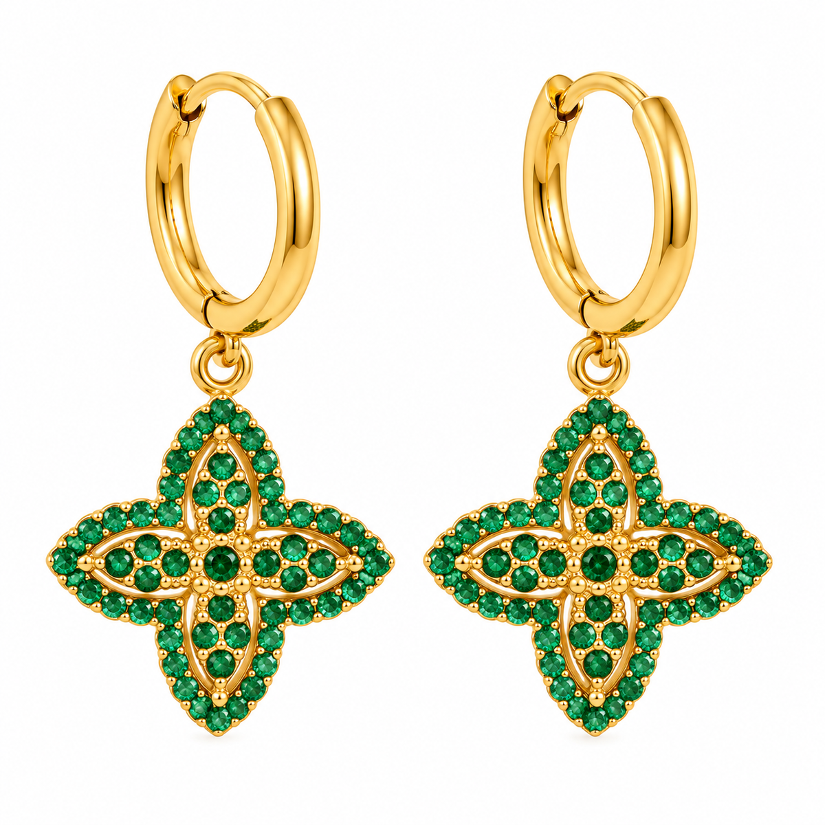 Pendientes estrella de mar de acero con piedras azules- EA681