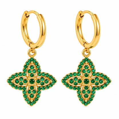 Pendientes estrella de mar de acero con piedras azules- EA681