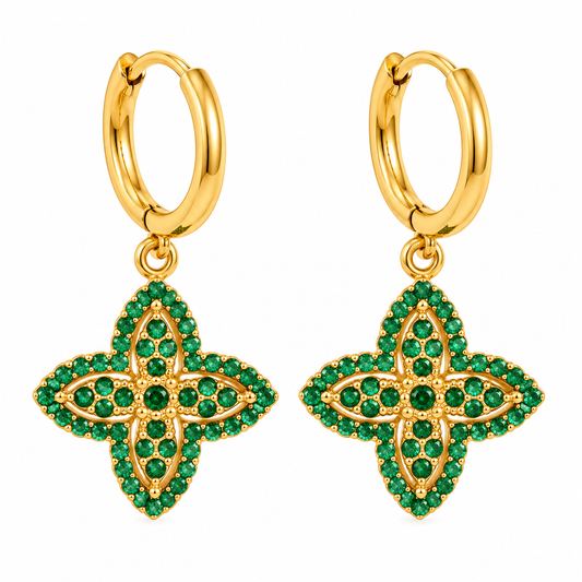 Pendientes estrella de mar de acero con piedras azules- EA681