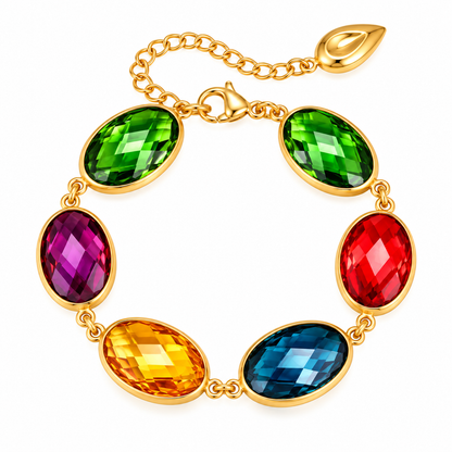 Bracciale in acciaio con pietre colorate - BR179