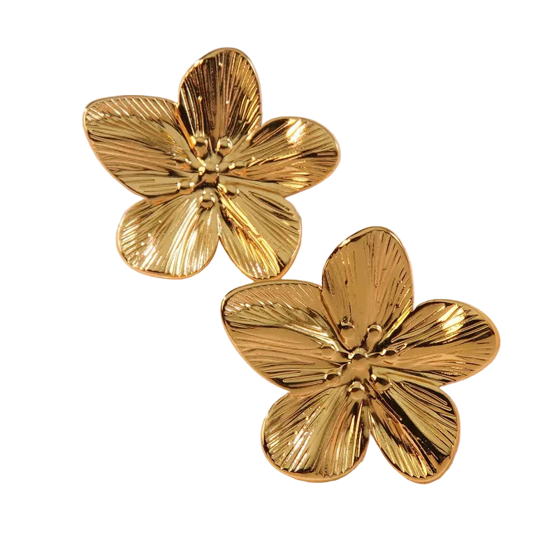 Σκουλαρίκια επιχρυσωμένο ατσάλι λουλούδι- EA667