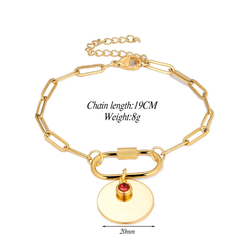Βραχιόλι επιχρυσωμένο ατσάλι με κόκκινη πέτρα - BR404