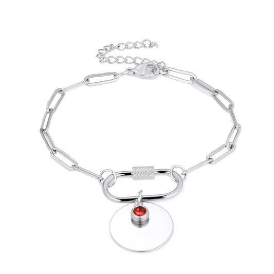 Βραχιόλι ατσάλι με κόκκινη πέτρα - BR405