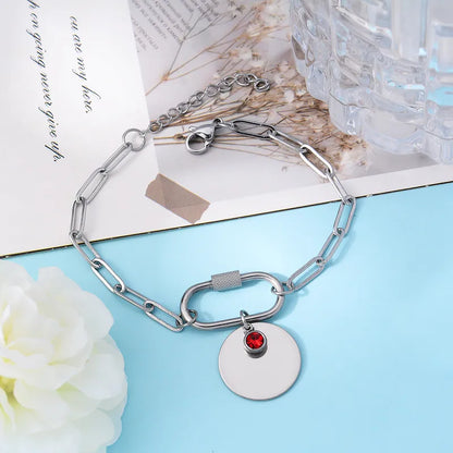 Βραχιόλι ατσάλι με κόκκινη πέτρα - BR405