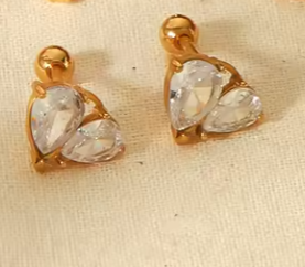Σκουλαρίκια zircon μικρά χρυσά ατσάλι-EA609