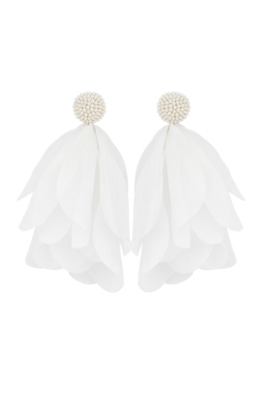 White tulle earrings - w389