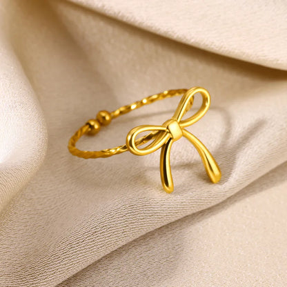 Σετ επιχρυσωμένο ατσάλι φιόγκος κολιέ και δαχτυλίδι-SET047