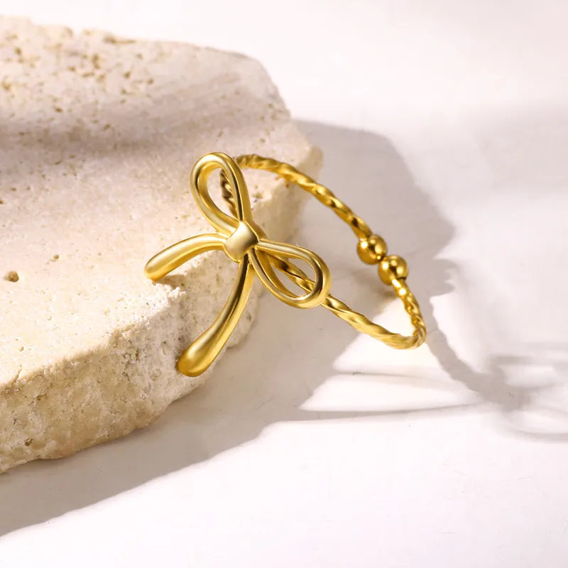 Σετ επιχρυσωμένο ατσάλι φιόγκος κολιέ και δαχτυλίδι-SET047