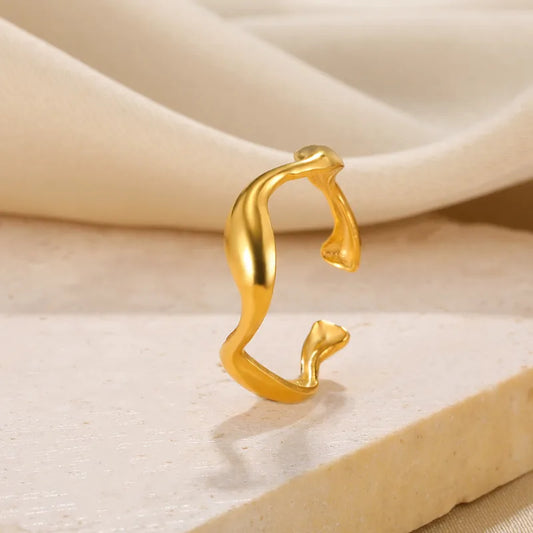 Σετ χρυσό ατσάλι βραχιόλι και δαχτυλίδι-SET070