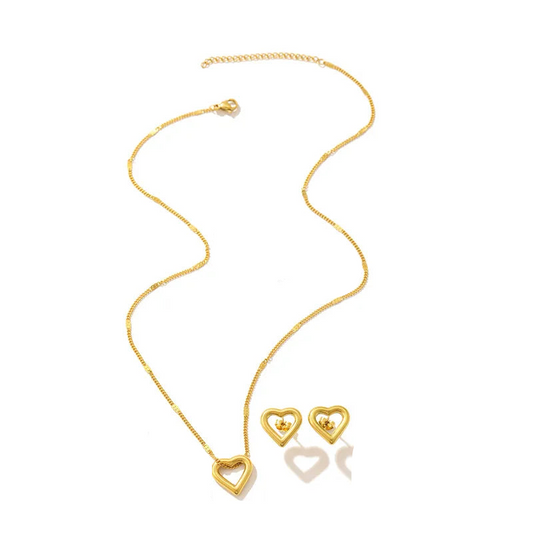 Σετ κολιέ και σκουλαρίκια επιχρυσωμένο ατσάλι καρδιά-SET065