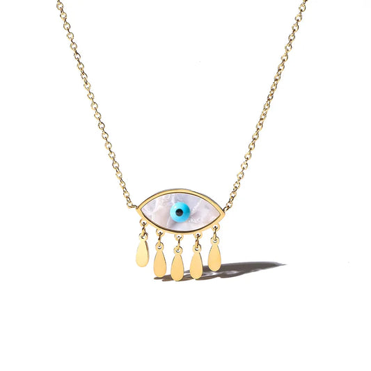 Necklace golden eye with golden tears-ne377