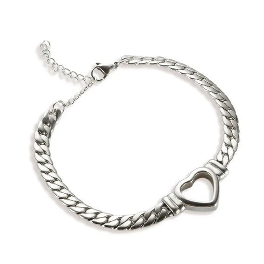 Bracelet chain of steel with heart-br158