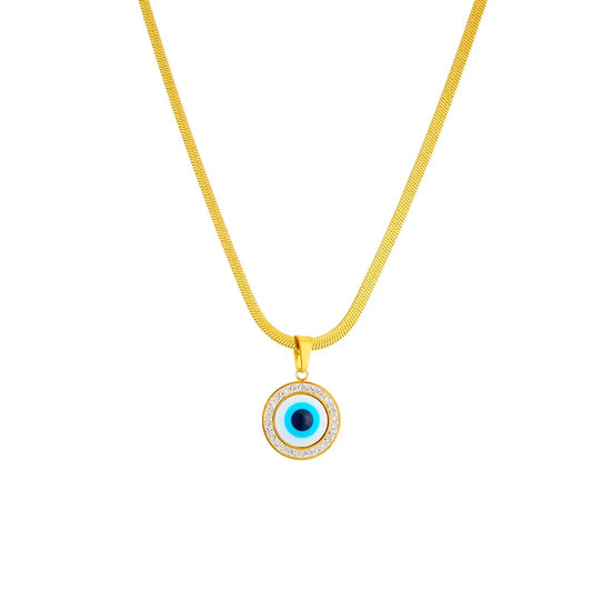 Necklace Gold Plot with round eye and zircon-ne170