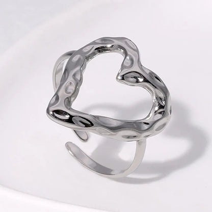 Steel heart ring - w017