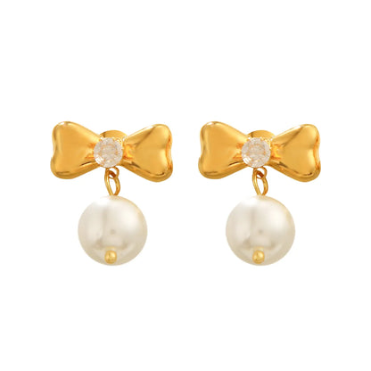 Σκουλαρίκια ατσάλινα με φιογκάκια- w583