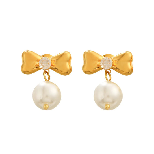 Σκουλαρίκια ατσάλινα με φιογκάκια- w583