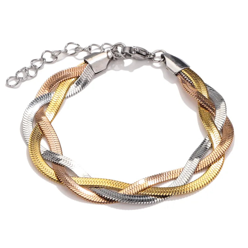 3 metal shades of chain-br275 steel bracelet