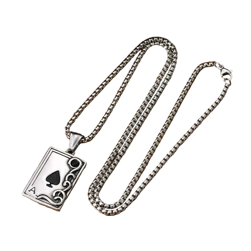 Κολιέ ατσάλι τράπουλα-NE498