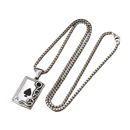 Κολιέ ατσάλι τράπουλα-NE498