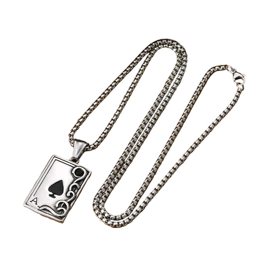 Κολιέ ατσάλι τράπουλα-NE498