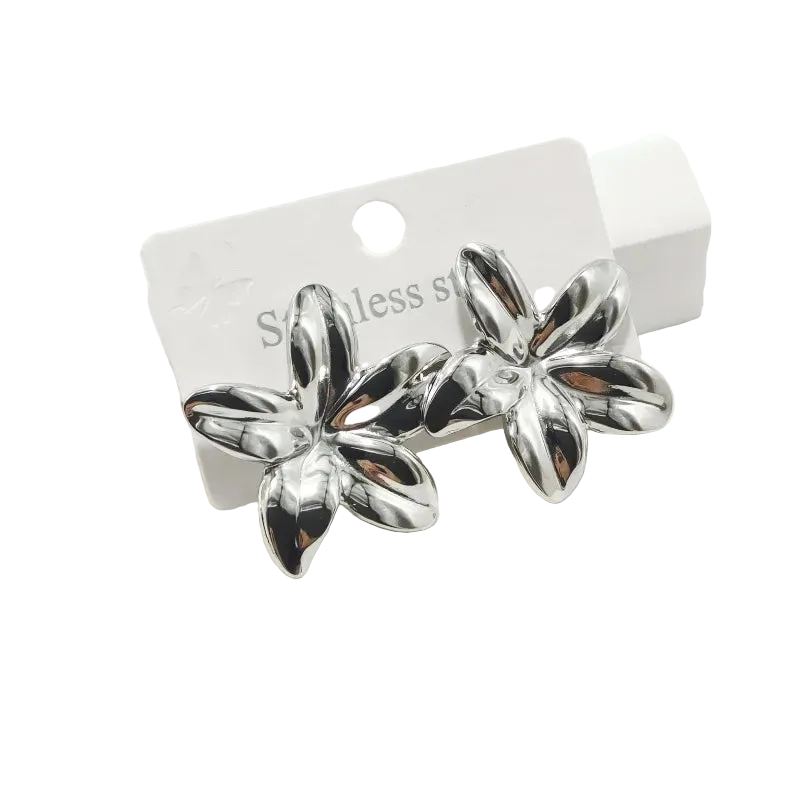 Σκουλαρίκια ατσάλι λουλούδια-EA327