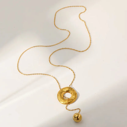 Κολιέ επιχρυσωμένο ατσάλι μακρύ με κρίκο-NE352