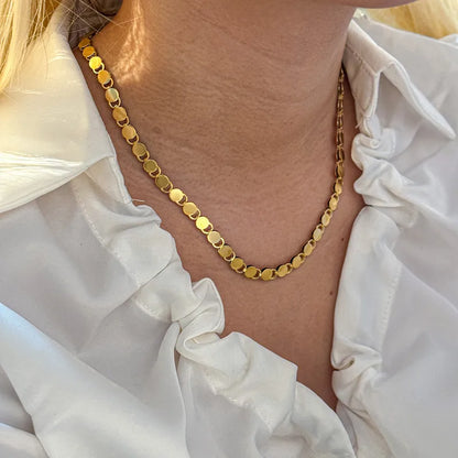 Κολιέ επιχρυσωμένο ατσάλι στρόγγυλη αλυσίδα-NE166