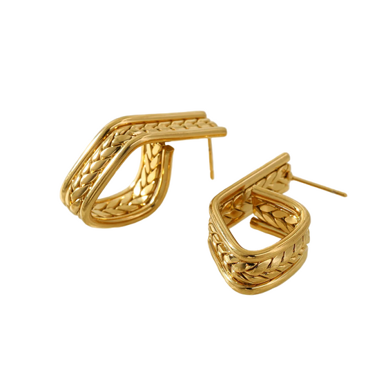 Σκουλαρίκια επιχρυσωμένο ατσάλι με σχέδιο-EA386