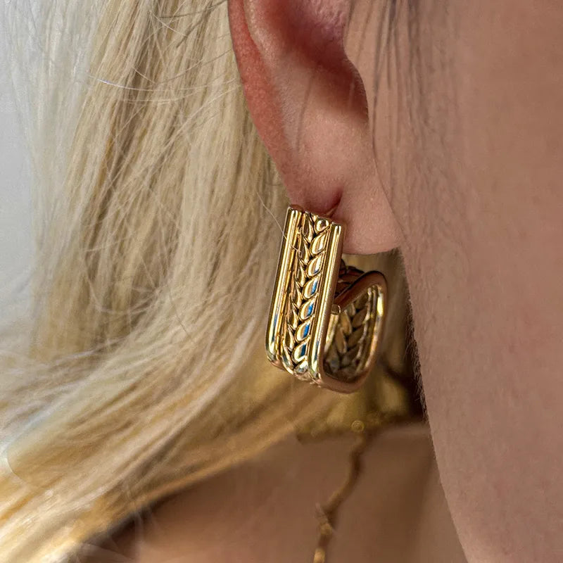 Σκουλαρίκια επιχρυσωμένο ατσάλι με σχέδιο-EA386