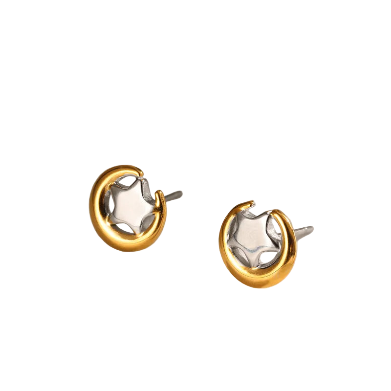 Σκουλαρίκια επιχρυσωμένο ατσάλι με αστέρια-EA093