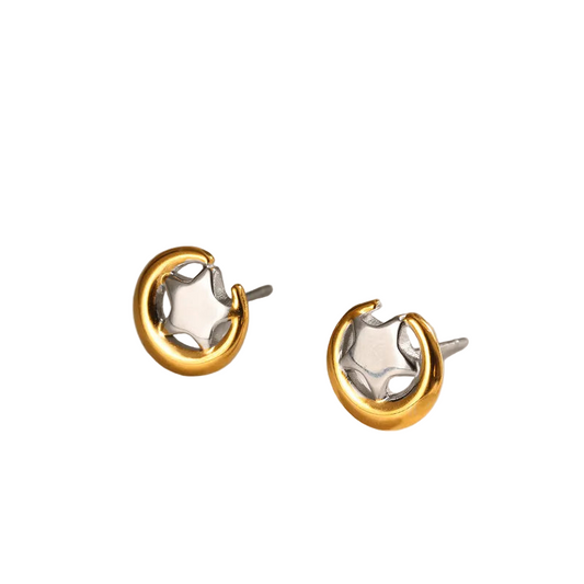 Σκουλαρίκια επιχρυσωμένο ατσάλι με αστέρια-EA093