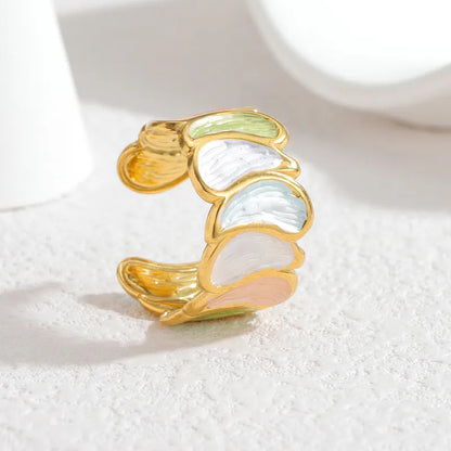 Inel din oțel placat cu aur cu elemente verzi - R151