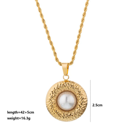 Colier rotund din oțel placat cu aur cu alb-NE176