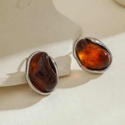 Σκουλαρίκια ατσάλι με ρητίνη-EA373