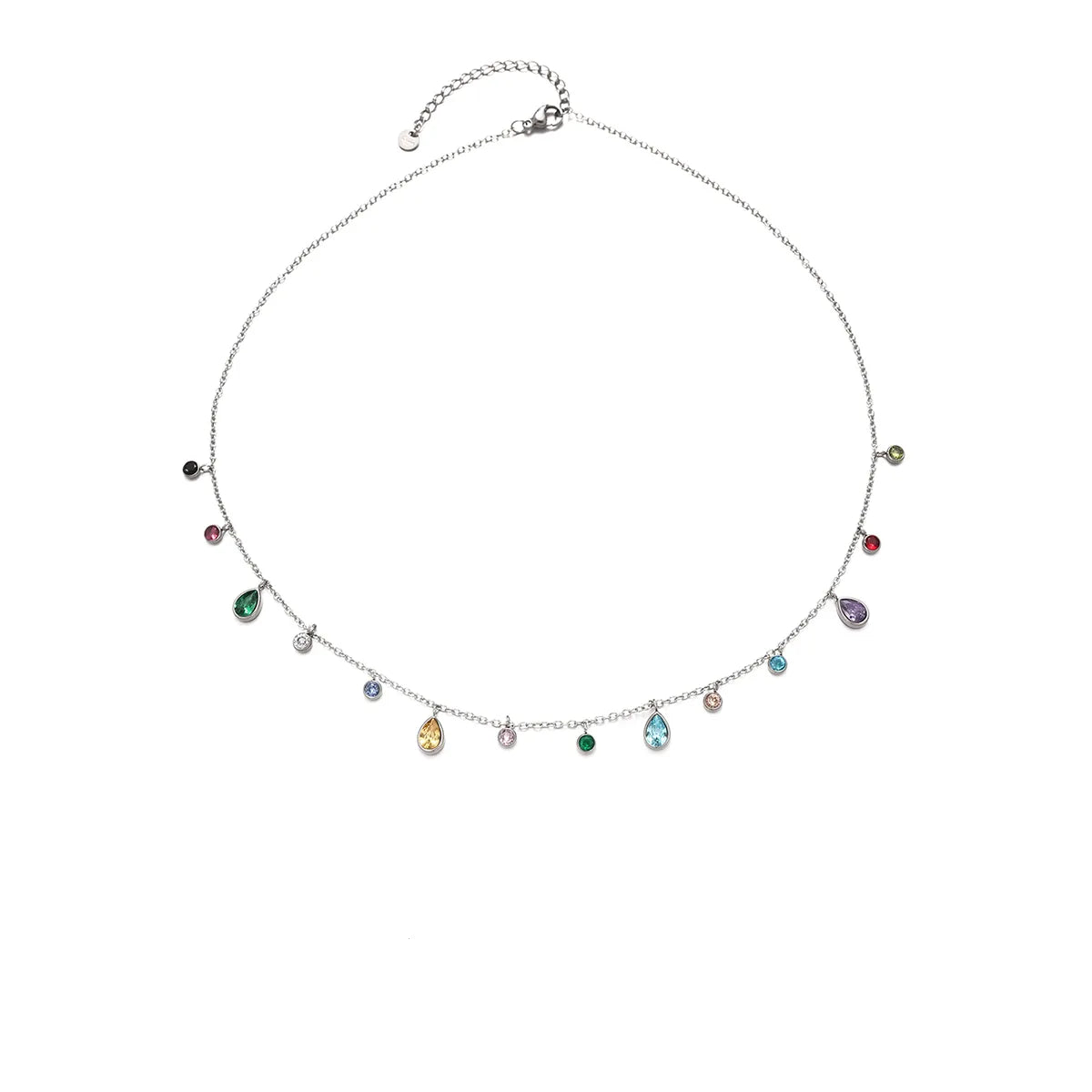 Κολιέ ατσάλι με χρωματιστά zircon - NE731