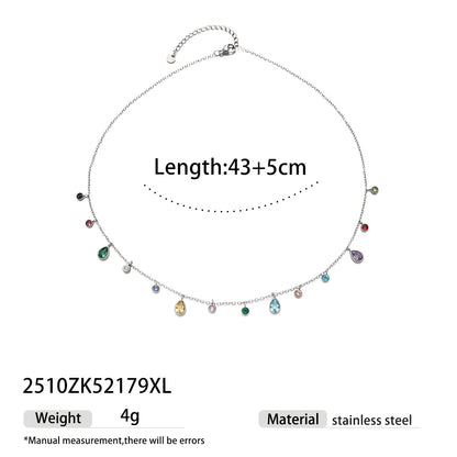 Κολιέ ατσάλι με χρωματιστά zircon - NE731