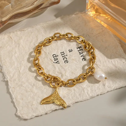 Βραχιόλι επιχρυσωμένο ατσάλι με ουρά ψαριού- BR422