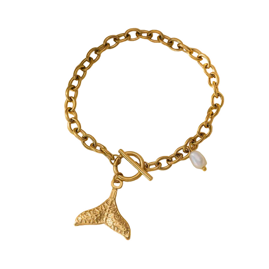 Βραχιόλι επιχρυσωμένο ατσάλι με ουρά ψαριού- BR422