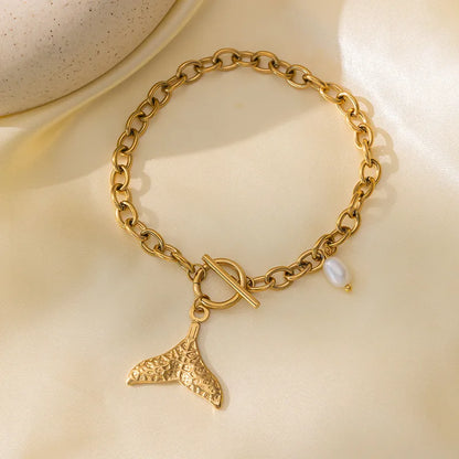 Βραχιόλι επιχρυσωμένο ατσάλι με ουρά ψαριού- BR422