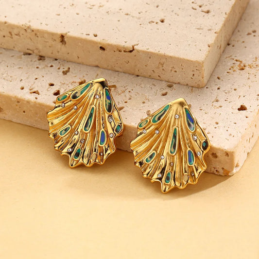 Σκουλαρίκια ατσάλινα κοχύλι - ea761