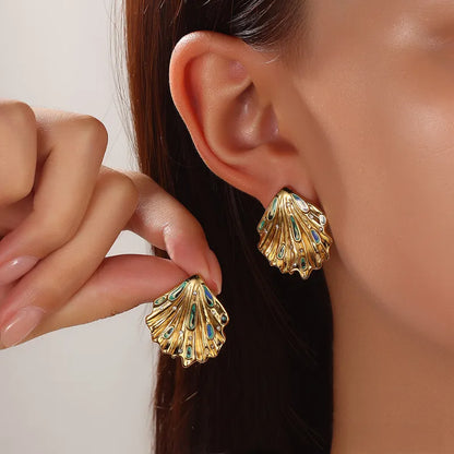 Σκουλαρίκια ατσάλινα κοχύλι - ea761