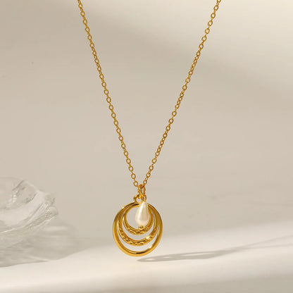 Κολιέ επιχρυσωμένο ατσάλι με πέρλα-NE430