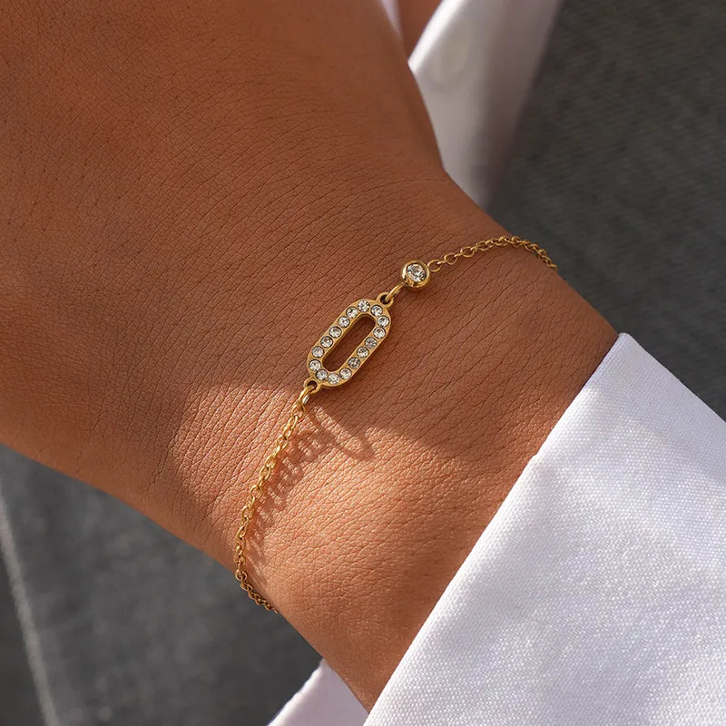 Βραχιόλι επιχρυσωμένο ατσάλι με κρύσταλλα-BR053