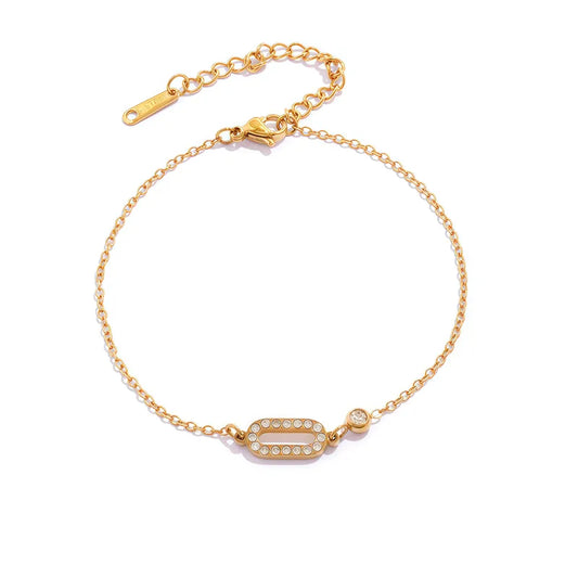 Βραχιόλι επιχρυσωμένο ατσάλι με κρύσταλλα-BR053