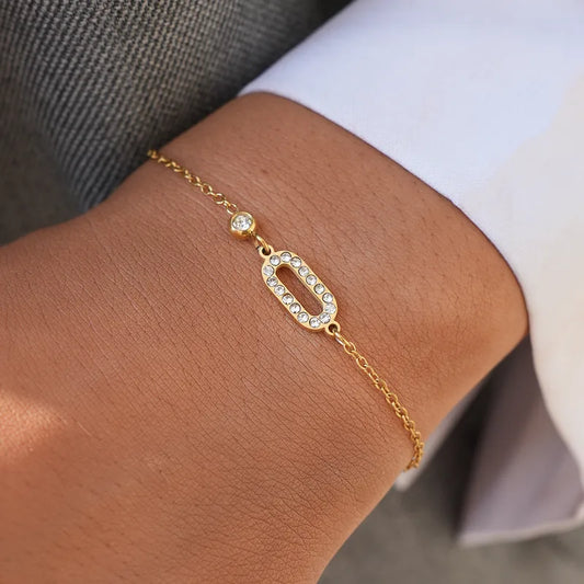 Βραχιόλι επιχρυσωμένο ατσάλι με κρύσταλλα-BR053