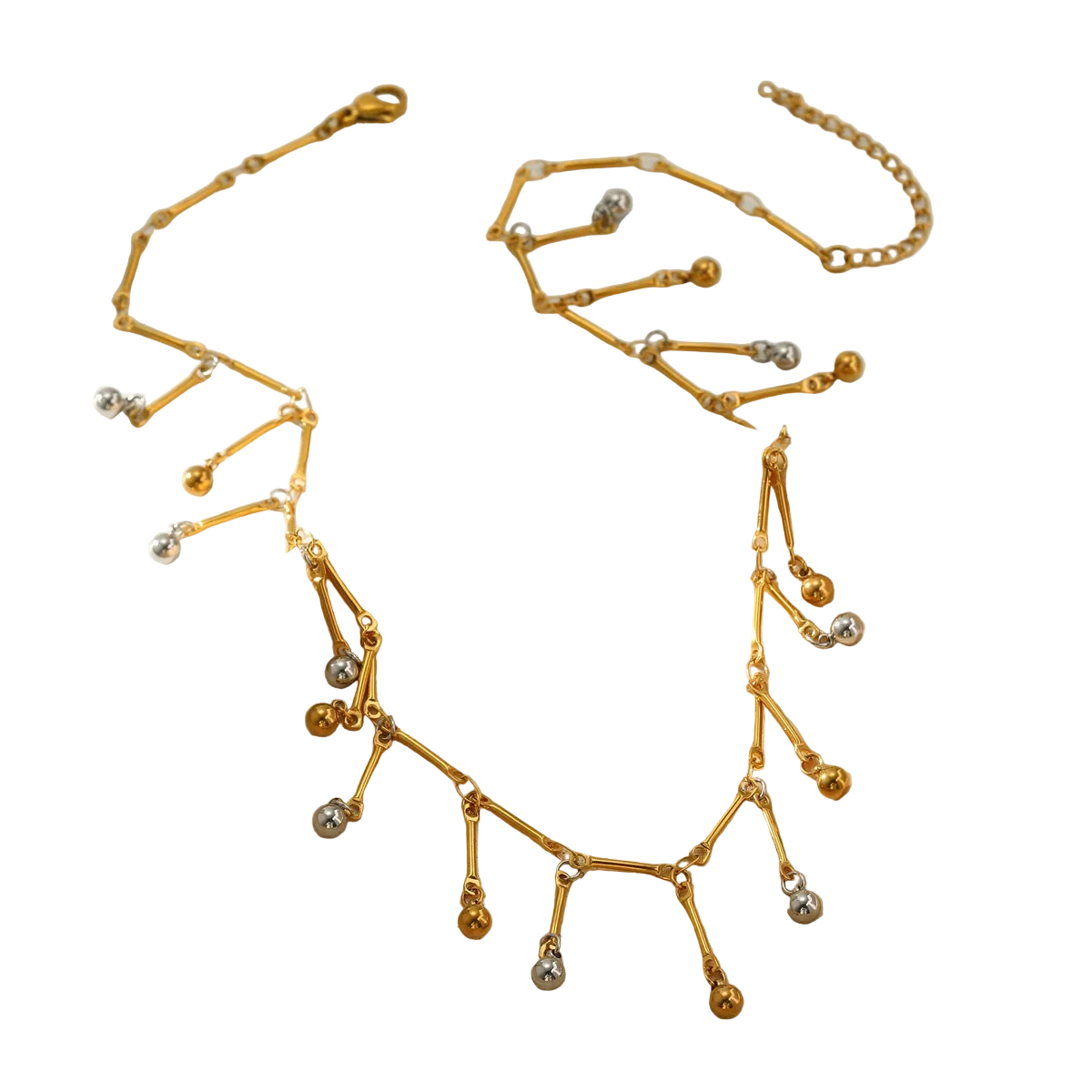 Κολιέ επιχρυσωμένο ατσάλι με ασημί-NE329