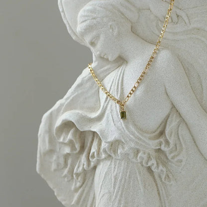 Κολιέ επιχρυσωμένο ατσάλινο με πράσινο zircon -NE060