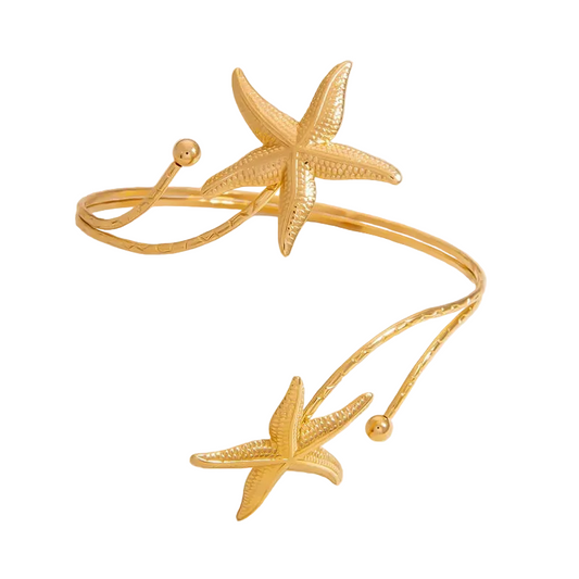 Βραχιόλι ατσάλινο μπράτσου με αστερίες - BR354