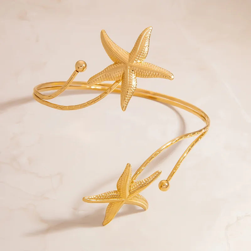 Βραχιόλι ατσάλινο μπράτσου με αστερίες - BR354